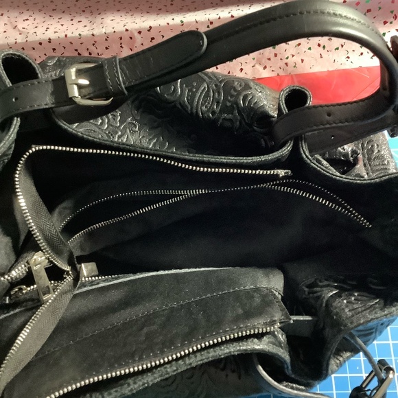 Black leather oversized handbag, tote bag, overnight   Made In Italy NWT - Picture 8 of 16